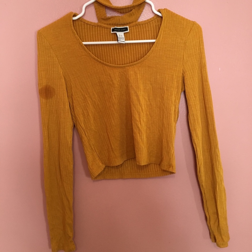 Long sleeve mustard crop top